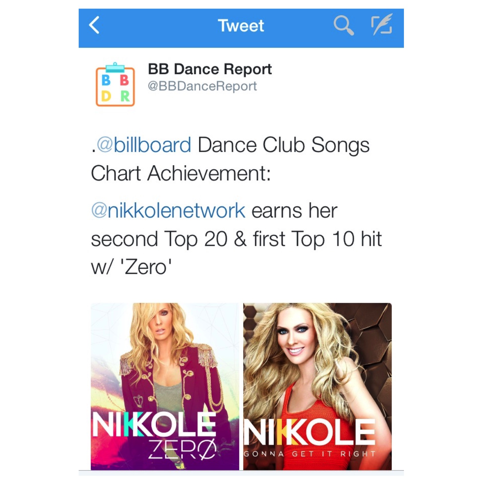 Nikkole Billboard Chart Achievement