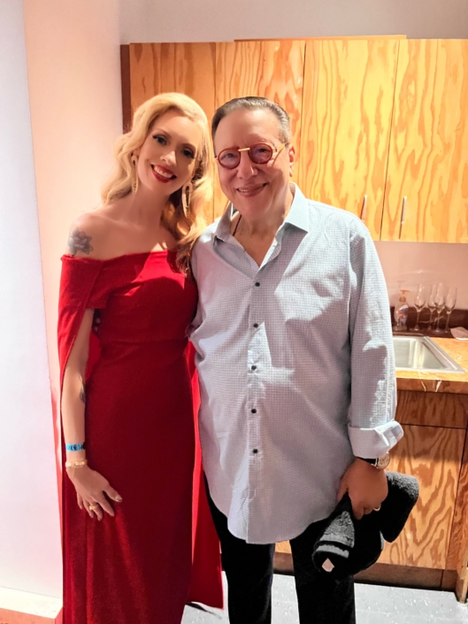 Nikkole and Arturo Sandoval in the green room after the show at the Walt Disney Concert Hall